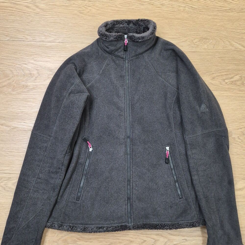 Nike ACG Jacket Womens M Full Zip Sherpa Lined Black Super Soft Dark Gray